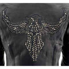 Milwaukee Leather MLL2570  Women's Phoenix Embroidered Black Leather Jacket