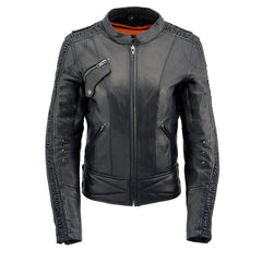 Milwaukee Leather MLL2570  Women's Phoenix Embroidered Black Leather Jacket