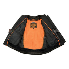 Milwaukee Leather MLL2571 Womens Black and Pink 'Crinkled Arm' Lightweight Racer Jacket
