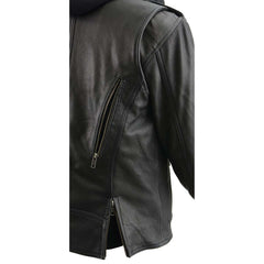 Milwaukee Leather MLL2575 Ladies Vented MC Lapel Jacket with Full Sleeve Interior Hoodie