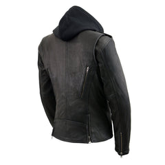 Milwaukee Leather MLL2575 Ladies Vented MC Lapel Jacket with Full Sleeve Interior Hoodie