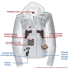 Milwaukee Leather MLL2575 Ladies Vented MC Lapel Jacket with Full Sleeve Interior Hoodie