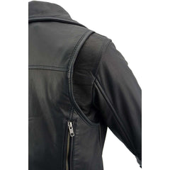 Milwaukee Leather MLL2581 Ladies ‘Vented’ Black Leather Lightweight Long Length MC Jacket