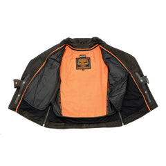 Milwaukee Leather MLL2581 Ladies ‘Vented’ Black Leather Lightweight Long Length MC Jacket