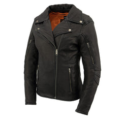 Milwaukee Leather MLL2581 Ladies ‘Vented’ Black Leather Lightweight Long Length MC Jacket