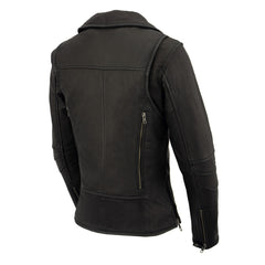 Milwaukee Leather MLL2581 Ladies ‘Vented’ Black Leather Lightweight Long Length MC Jacket