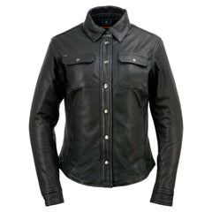 Milwaukee Leather MLL2600 Women's Black Premium Leather Shirt Style Jacket w/ Removable Liner