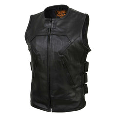 Milwaukee Leather MLL4501 Women's 'Basher' Black SWAT Style Club Style Motorcycle Leather Vest