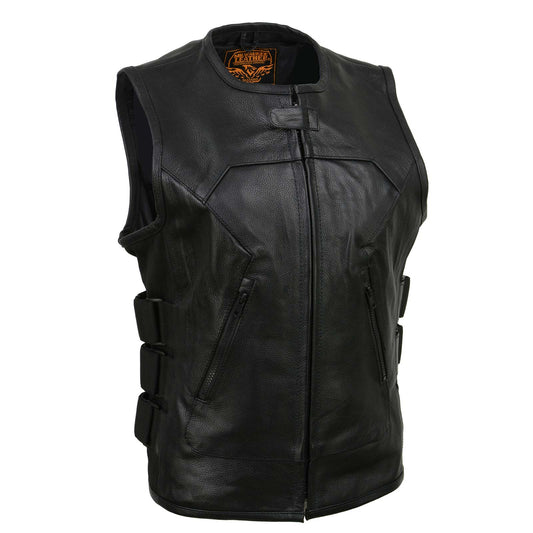 Milwaukee Leather MLL4501 Women's 'Basher' Black SWAT Style Club Style Motorcycle Leather Vest