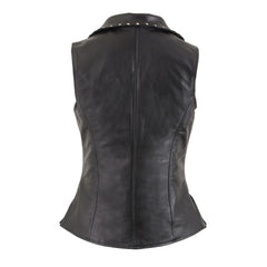 Milwaukee Leather MLL4503 Women's Black Leather Vest with Riveted Lapel Collar