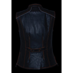 Milwaukee Leather MLL4507 Women's 'Laser Cut' Distressed Black and Purple Scuba Style Vest