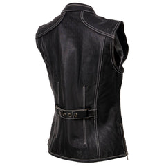 Milwaukee Leather MLL4507 Women's 'Laser Cut' Distressed Black and Grey Scuba Style Vest