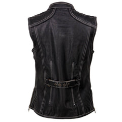 Milwaukee Leather MLL4507 Women's 'Laser Cut' Distressed Black and Purple Scuba Style Vest