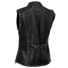 Milwaukee Leather MLL4507 Women's 'Laser Cut' Distressed Black and Purple Scuba Style Vest