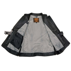 Milwaukee Leather MLL4507 Women's 'Laser Cut' Distressed Black and Grey Scuba Style Vest