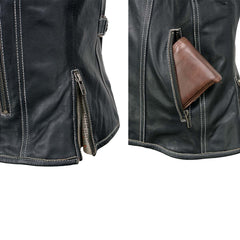 Milwaukee Leather MLL4507 Women's 'Laser Cut' Distressed Black and Purple Scuba Style Vest