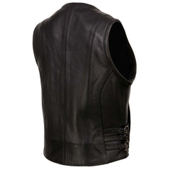 Milwaukee Leather MLL4510 Women's Premium Black Leather Motorcycle Rider Vest w/ Adjustable Side Buckle