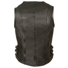 Milwaukee Leather MLL4510 Women's Premium Black Leather Motorcycle Rider Vest with Adjustable Side Buckle