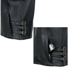 Milwaukee Leather MLL4510 Women's Premium Black Leather Motorcycle Rider Vest w/ Adjustable Side Buckle