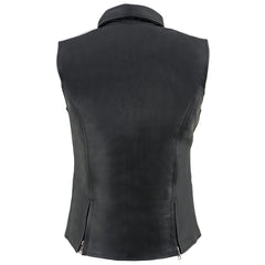 Milwaukee Leather MLL4520 Women’s Black Shirt Collar Motorcycle Rider Vest with 4 Front Lower Pockets