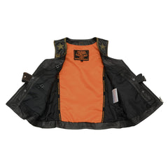 Milwaukee Leather MLL4527 Women's Stretch Side Panel Distress Brown Leather Motorcycle Rider Vest with Lacing Detail