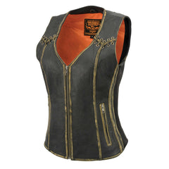 Milwaukee Leather MLL4527 Women's Distressed Brown Leather Vest