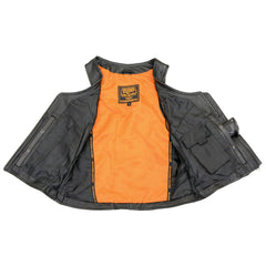 Milwaukee Leather MLL4530 Ladies Black Leather Open Neck Vest with Front Zipper Closure