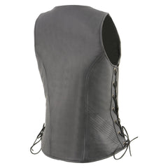Milwaukee Leather MLL4532 Women's Side Laced Premium Black Leather Motorcycle Rider Vest w/ Cool-Tec Leather Treatement