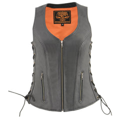 Milwaukee Leather MLL4532 Women's Side Laced Premium Black Leather Motorcycle Rider Vest w/ Cool-Tec Leather Treatement