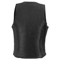 Milwaukee Leather Women's Black Premium Leather Zipper Closure Motorcycle Rider Vest w/ Stretch Side Panel MLL4555