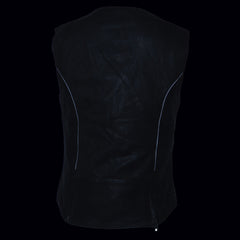 Milwaukee Leather MLL4571 Women's Black Lightweight Motorcycle Leather Vest w/ Crinkled Leather Design