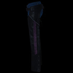 Milwaukee Leather MLL6501 Ladies 'Crinkled' Black and Purple Leather Lightweight Low Rise Chaps