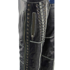 Milwaukee Leather MLL6526 Women 'Laced' Distressed Black Leather Chaps