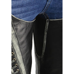 Milwaukee Leather MLL6526 Women 'Laced' Distressed Black Leather Chaps