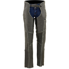 Milwaukee Leather MLL6536 Women's Distressed Grey 'Elegant' Leather Motorcycle Chaps