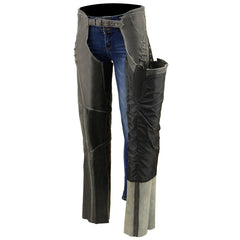 Milwaukee Leather MLL6536 Women's Distressed Grey 'Elegant' Leather Motorcycle Chaps