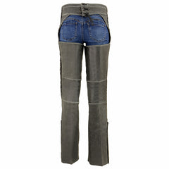 Milwaukee Leather MLL6536 Women's Distressed Grey 'Elegant' Leather Motorcycle Chaps