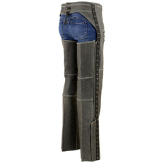 Milwaukee Leather MLL6536 Women's Distressed Grey 'Elegant' Leather Motorcycle Chaps
