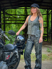 Milwaukee Leather MLL6536 Women's Distressed Grey 'Elegant' Leather Motorcycle Chaps