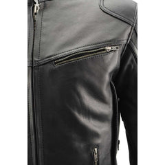 Milwaukee Leather MLM1502 Men's Black Premium Leather Vented Motorcycle Biker Jacket w/ Cool-Tec Leather Treatment Tech