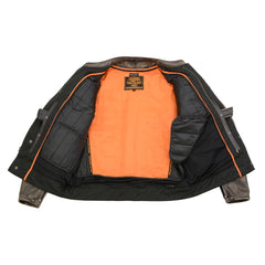 Milwaukee Leather MLM1508 Men's Distress Brown Leather Jacket with Utility Pockets