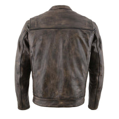 Milwaukee Leather MLM1508 Men's Distress Brown Leather Jacket with Utility Pockets
