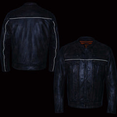 Milwaukee Leather MLM1508 Men's Distress Brown Leather Jacket with Utility Pockets