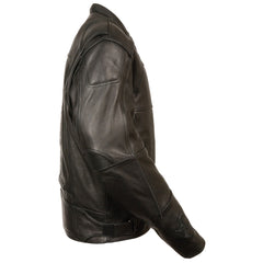 Milwaukee Leather MLM1510 Men's Black Leather Scooter Jacket with Reflective Skull