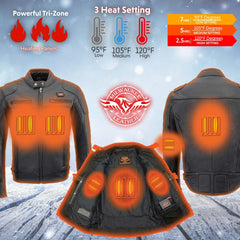 Milwaukee Leather Men’s Inferno Rider Heated Scooter Leather Jacket w/ Dual-Power,Vented System (MLM1513SET)