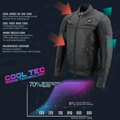 Milwaukee Leather MLM1514SET All Season Black Premium Leather Motorcycle Riders Jacket w/ Heated and Cool-Tec Technology