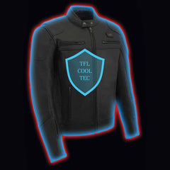 Milwaukee Leather MLM1526 Men's Stay Cool Black Premium Leather Sporty Motorcycle Jacket with Cool-Tec Leather Treatement