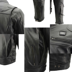Milwaukee Leather MLM1526 Men's Stay Cool Black Premium Leather Sporty Motorcycle Jacket with Cool-Tec Leather Treatement