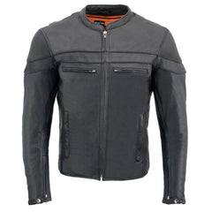 Milwaukee Leather MLM1526 Men's Stay Cool Black Premium Leather Sporty Motorcycle Jacket w/ Cool-Tec Leather Treatement