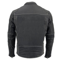 Milwaukee Leather MLM1536 Men's Vintage Grey 'Triple Vent' Leather Jacket